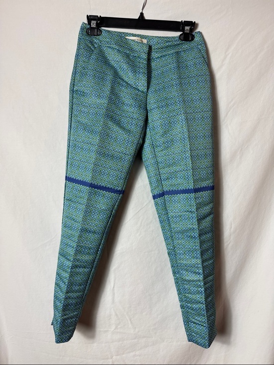 Pierre Balmain Pants - Pierre Balmain Blue and Green Geometric Print Pants